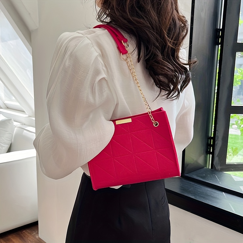 Felt Crossbody Bag Chain Shoulder Handbag