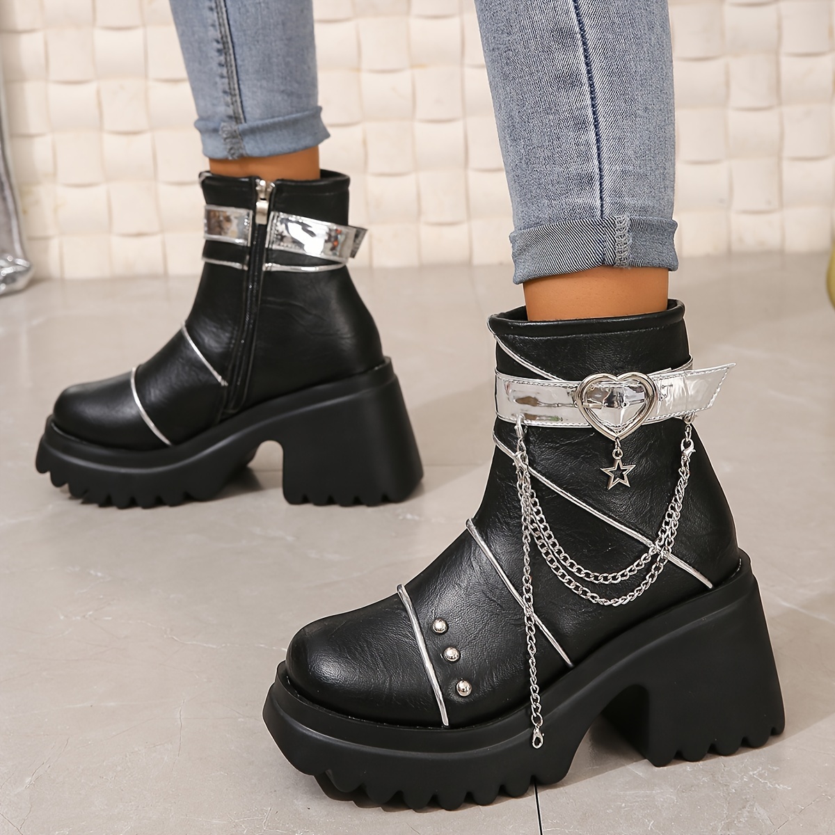 Chunky shop punk boots