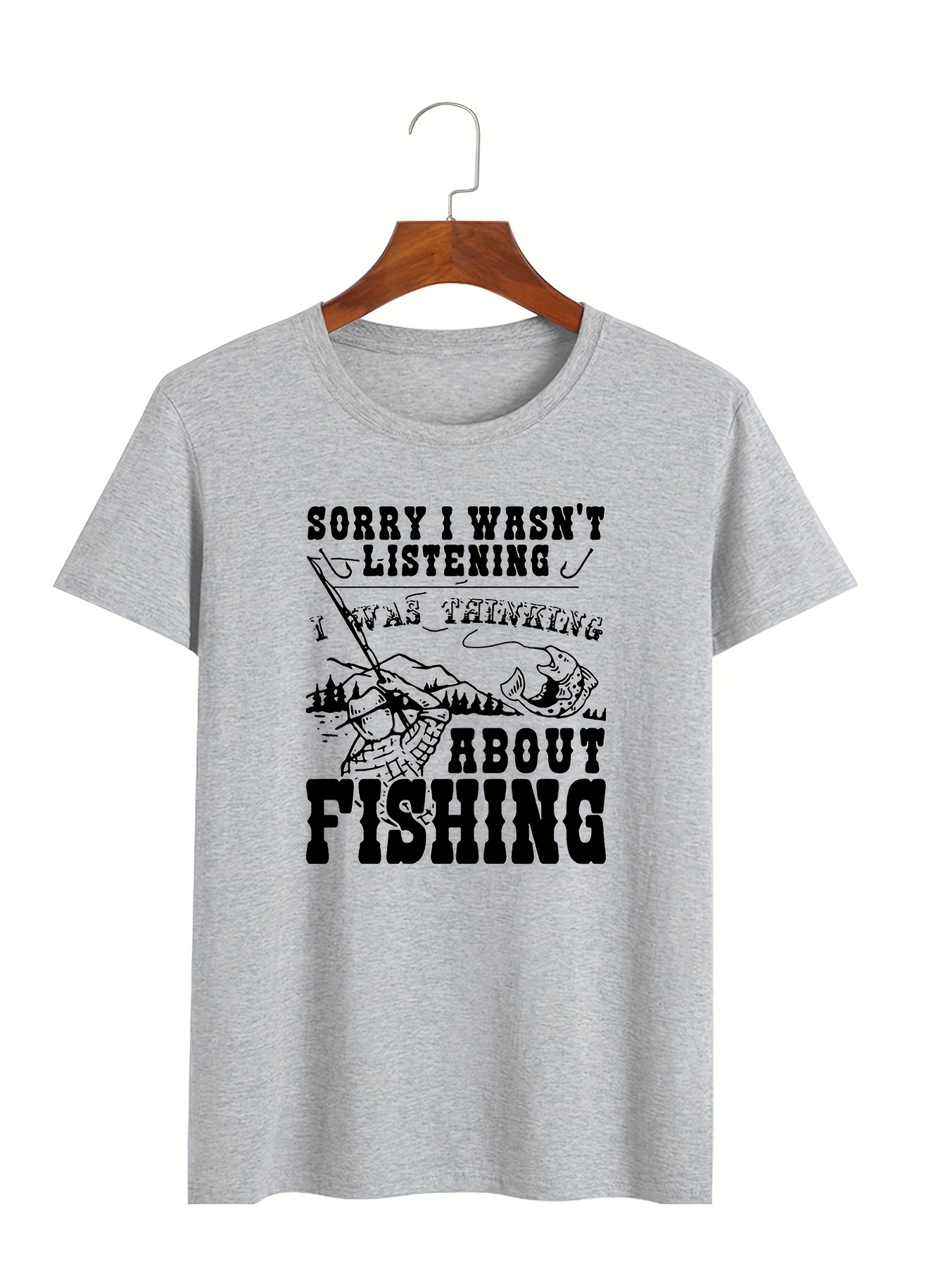 Plus Size Men's Casual Graphic Tees Summer fishing Element