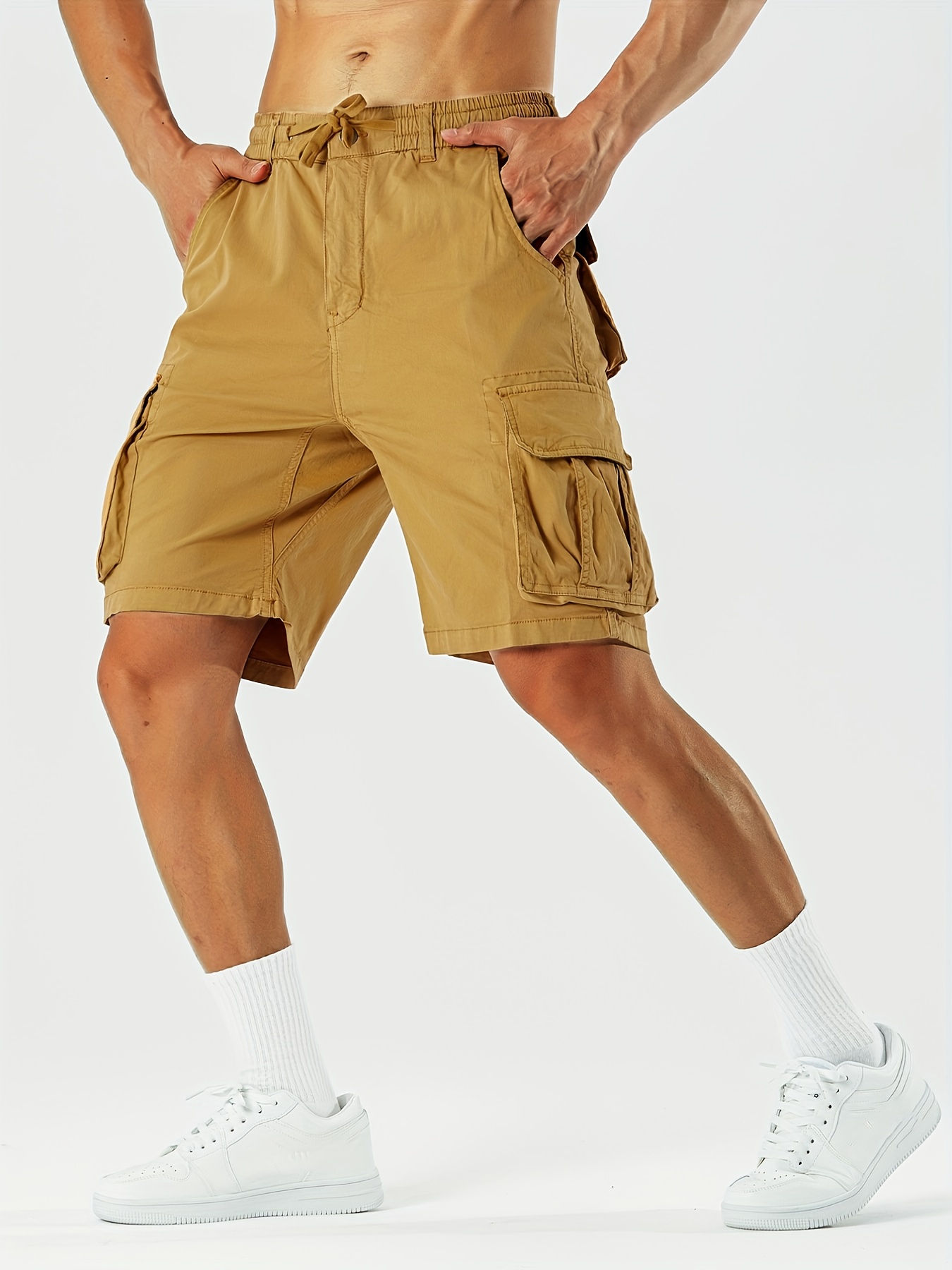 Mens khaki outlet cargo shorts