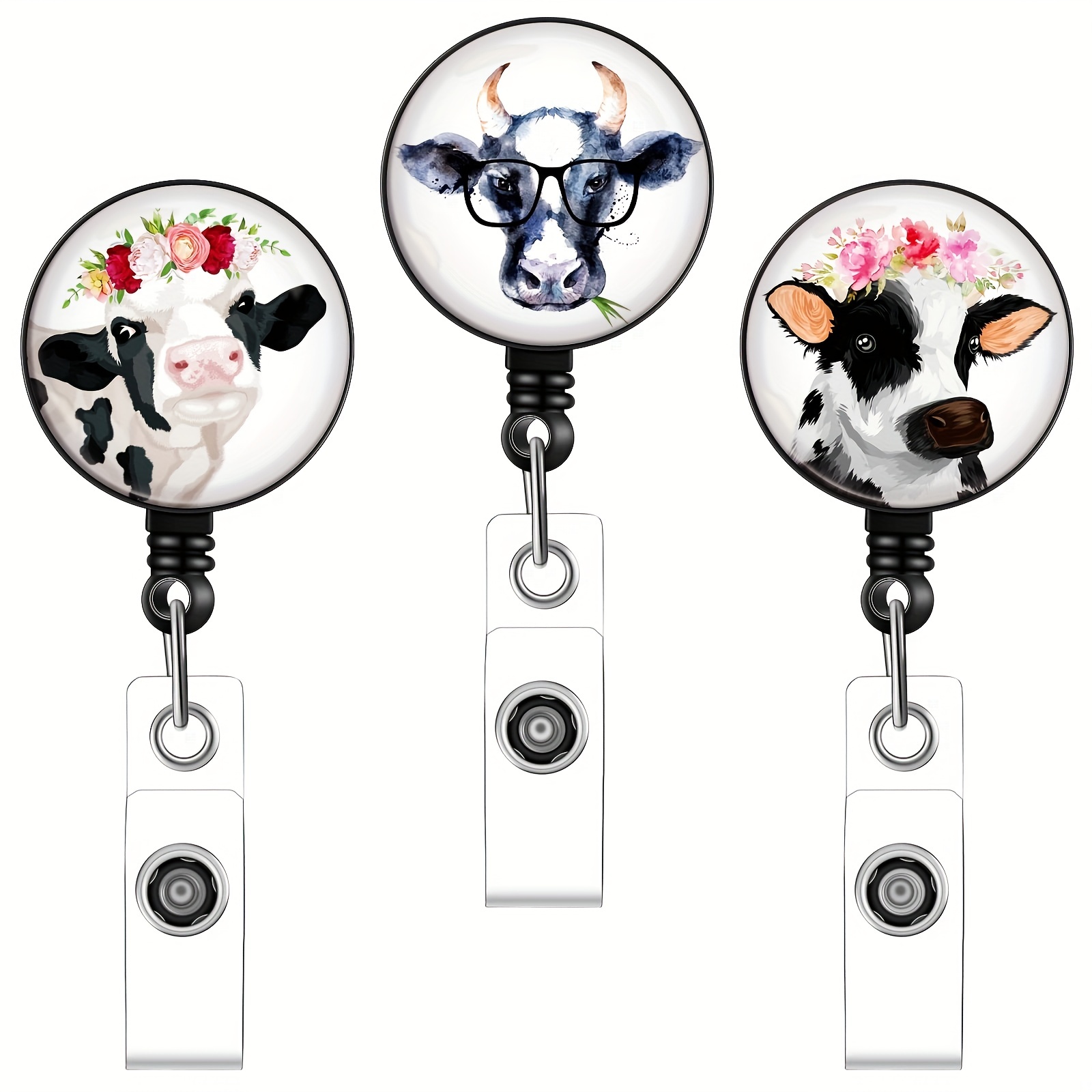 Dairy Cow Badge Reel Clip Adorable Acrylic Badge Holder - Temu