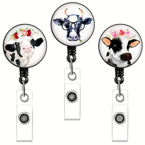 Dairy Cow Badge Reel Clip Adorable Acrylic Badge Holder - Temu Canada