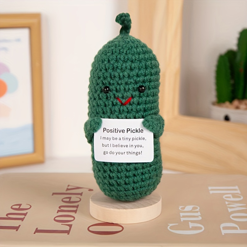 Christmas Pickle Knitting Doll with Wooden Base Mini Positive Potatoes Xmas  Hat Creative Potato Dolls Home Room Party Decoration