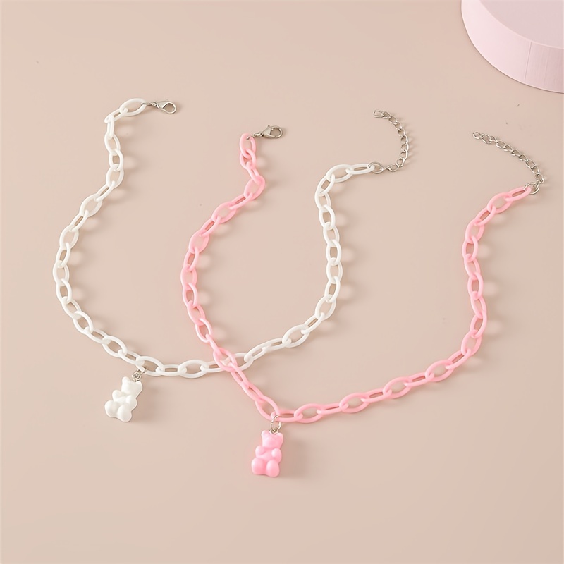 

2pcs Girl Bear Chain Necklace Set