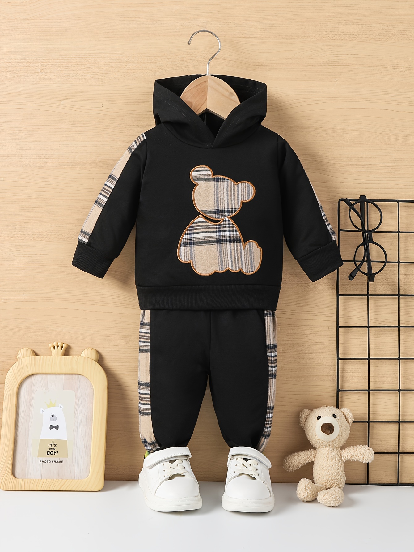 Bébé Garçon Pantalon De Survêtement & Sweat-Shirt À Capuche À Lettres  Dégradé À Poche Kangourou, Mode en ligne