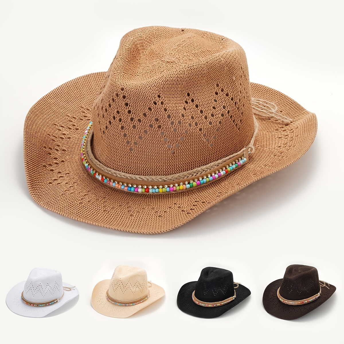 Homiton 10Pcs Cowboy Hat Band Replacement Handmade Ethnic Western