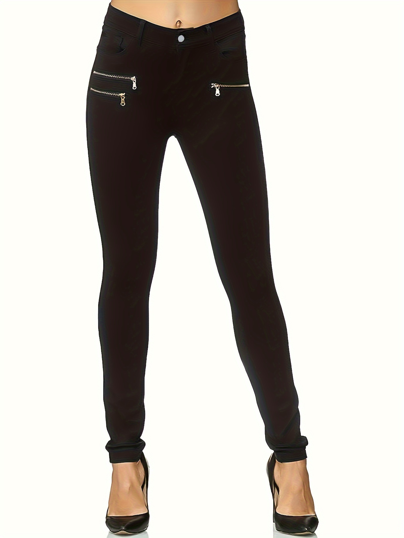 Slim Fit Zipper Skinny Jeans High Stretch Versatile Tight - Temu