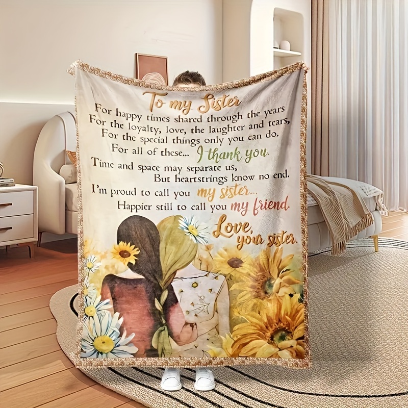 

1pc Tomy Sister Valentine's Day Gift Blanket, For Sisters And Friends, Throw Blanket, Warm Cozy Soft Blanket For Couch Bed Sofa Office Camping