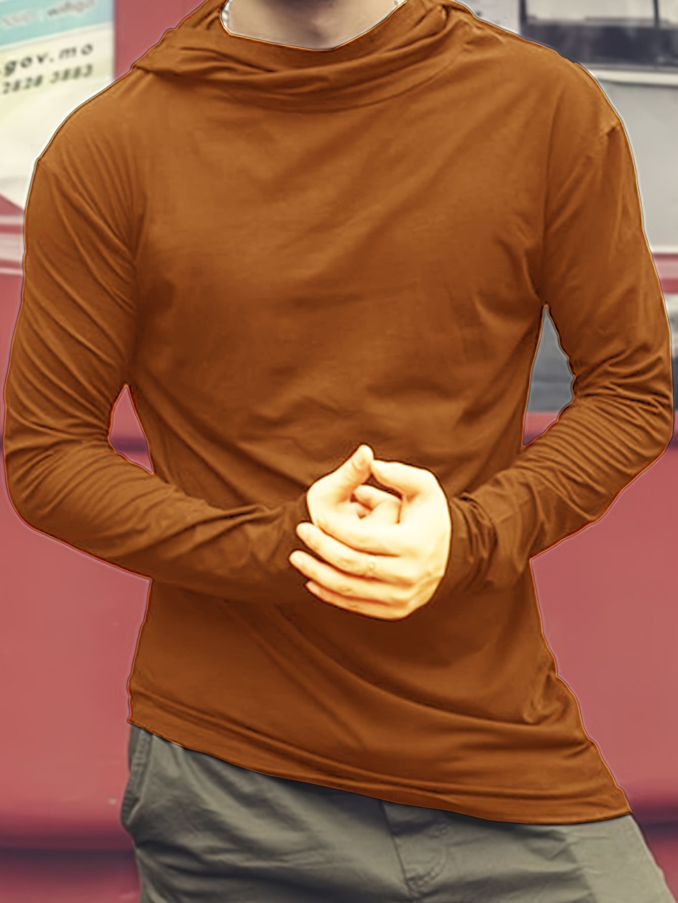 Men's Stylish Hooded Long Sleeve T-shirt - Temu Canada
