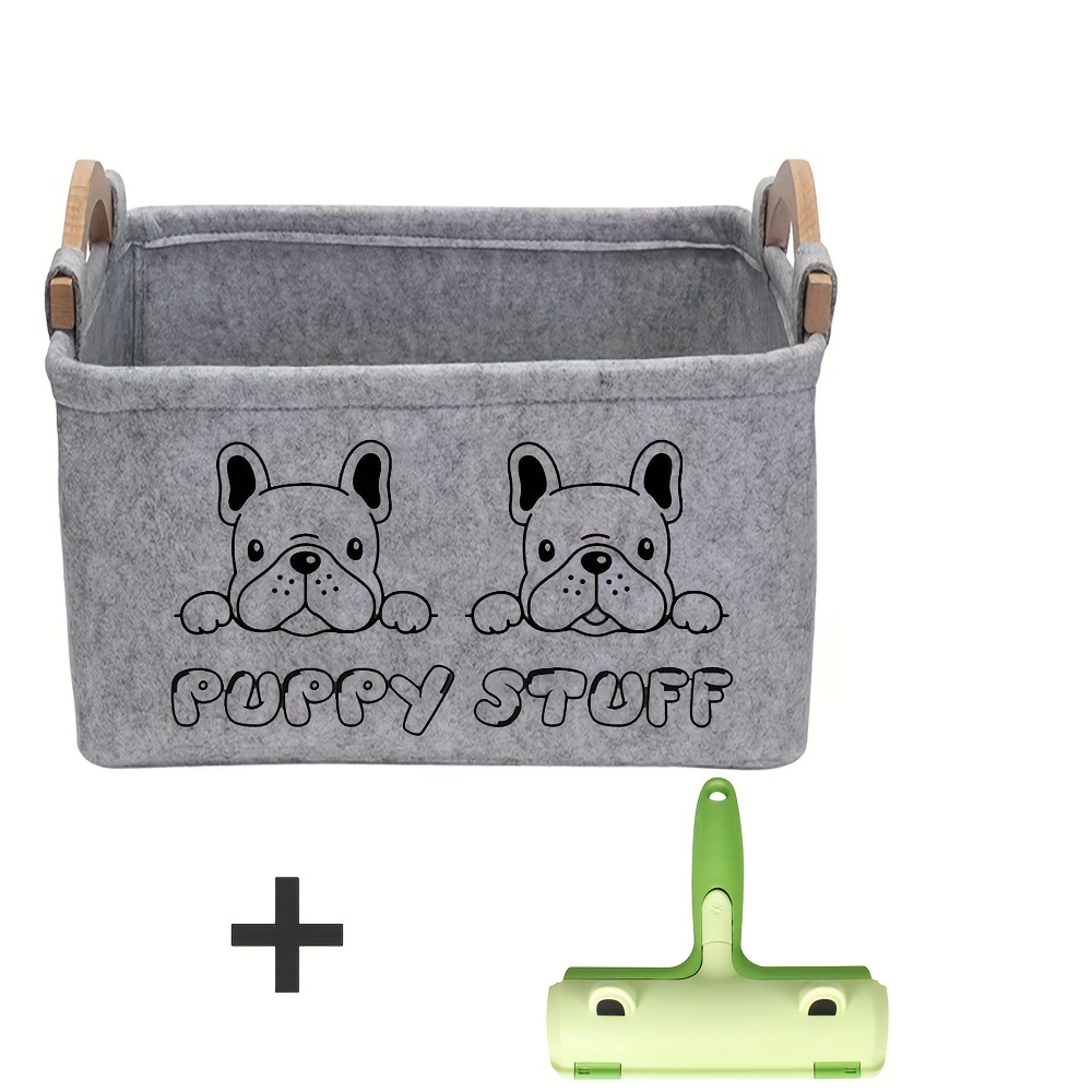 Canvas Pet Toy Box Storage Organizer, Dog Toy Storage Bin, Grey