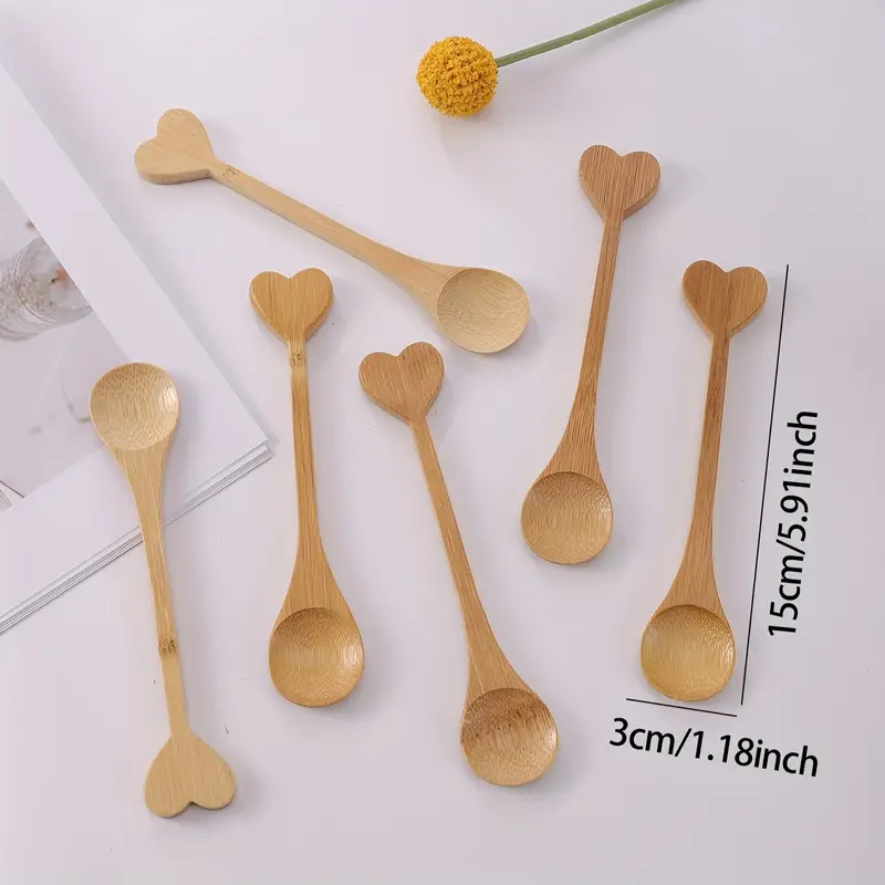 Spoon, Bamboo Cartoon Spoons, Spice Spoons, Cute Kitchen Measuring Spoons,  Tea Spoon, Coffee Spoons, Sugar Measuring Spoons, Small Wooden Spoons,  Short-handled Wooden Spoons For Milk Powder, Home Cooking Measurement  Tools, Kitchen Gadgets 
