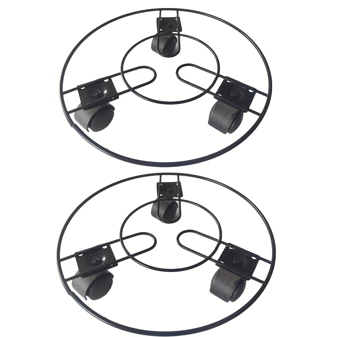 Image of 1 Set Of Flower Pot Bases With Pulleys, 1 Set Of 2 22cm Bases, Balcony Small Flower Pot Base With Pulley, Garden Flower Plate Rack, Iron Wire Rack, Pot Rack