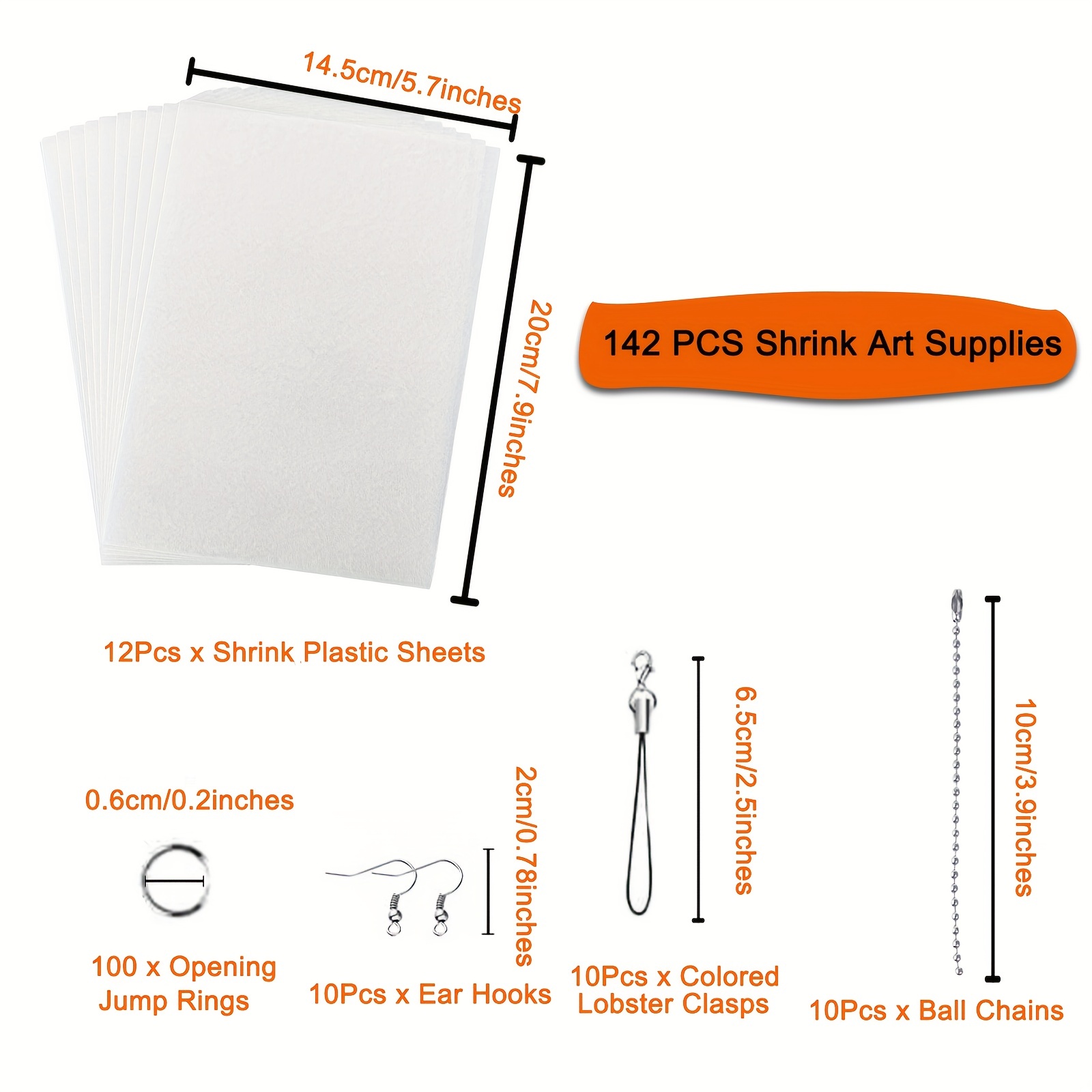 290 Shrinky Dink Sheets Metal+PVC Heat Shrink Dink Kit 30 A4