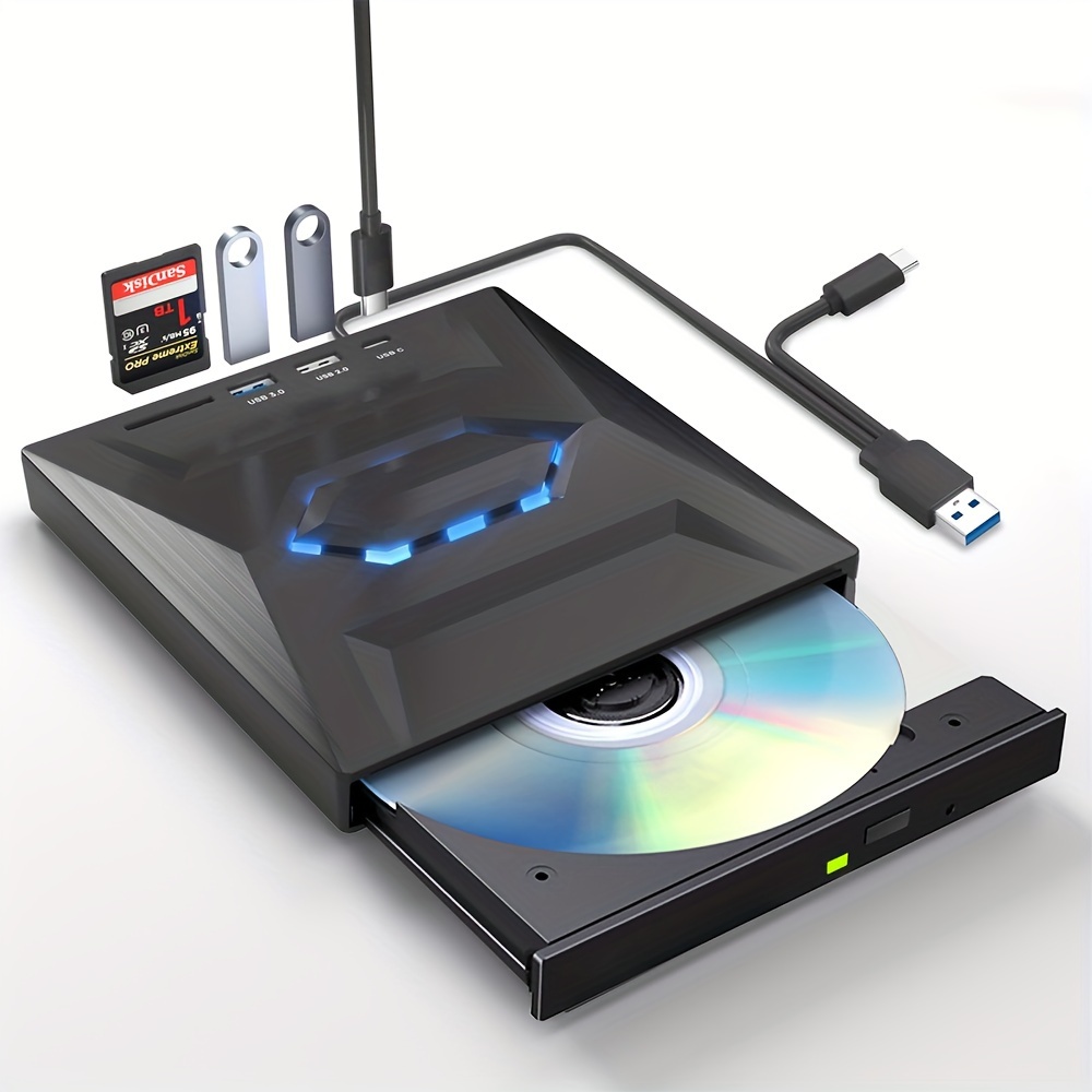 Lecteur de DVD Blu Ray externe 3d, Usb 3.0 et Type-c Blu Ray Cd Dvd Reader  Slim Optical Portable Blu-ray Drive