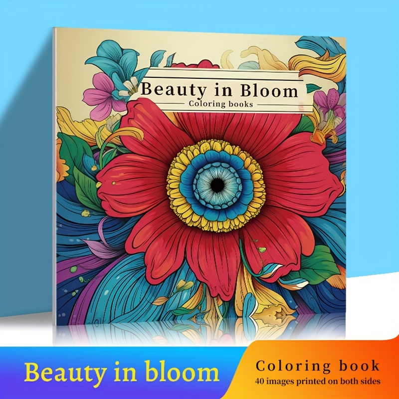 1 Libro Colorear Adultos Bloom Tema Flores Libro Colorear - Temu Chile