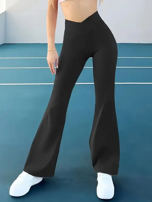 Girls' Leggings Cross Flare Pants Black High Waist Soft Stretchy Full  Length Yoga Bootcut Pants for Kids Teens Dance