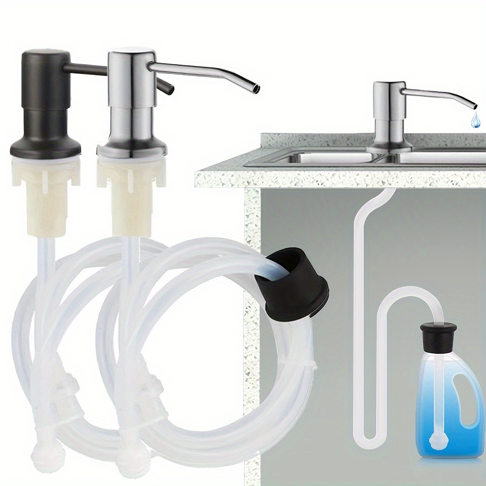 

1 Set Kitchen Sink Liquid Soap Dispenser Pumps, Stainless Steel Head Sink Hand Lotion, Soap Dispensers With Tube Hose Bottle Accessories