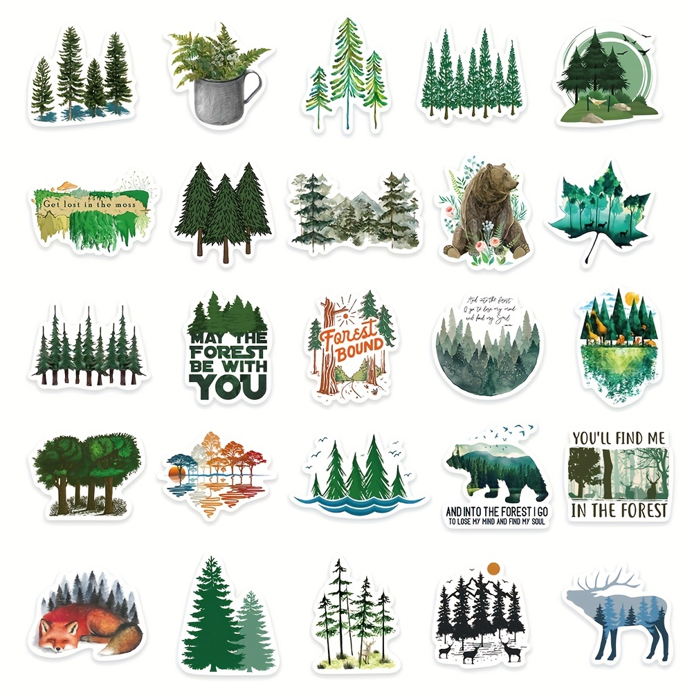 Green Forest Stickers Healing Mobile Phone Case Laptop - Temu