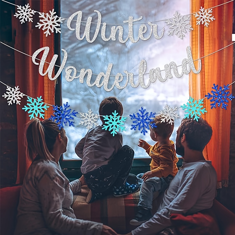 Sliver Winter Wonderland Banner With Snowflake Banner Winter - Temu