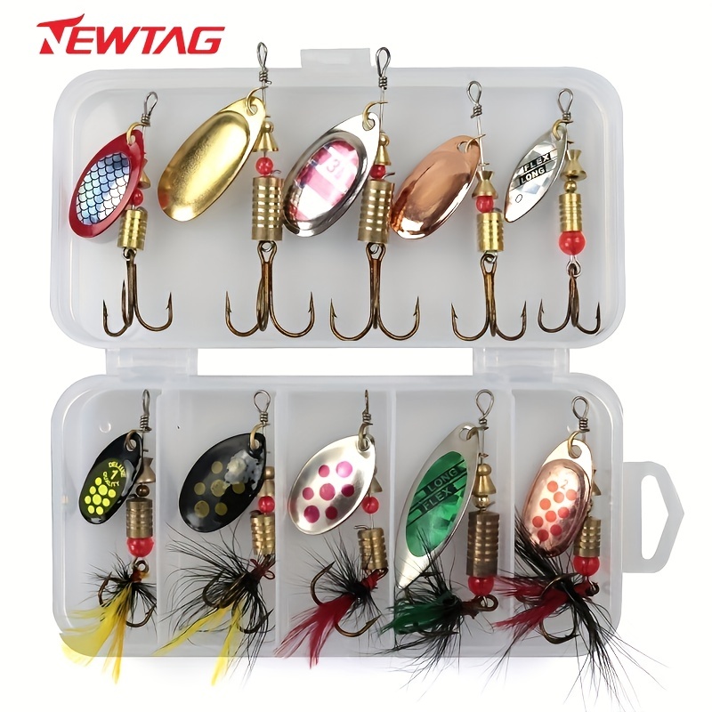 Rooster Bait Tail Spinner Fishing Lures Kit,30pcs Metal Spoon
