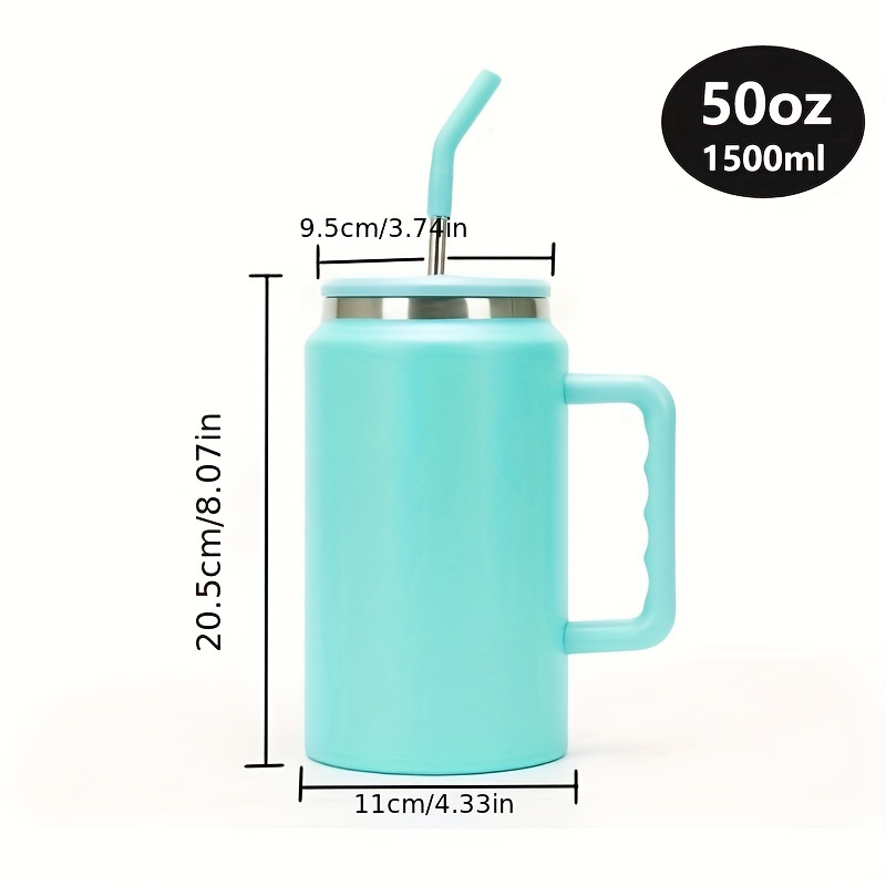 1pc 50oz Stainless Steel Vacuum Insulated Tumbler With Handle