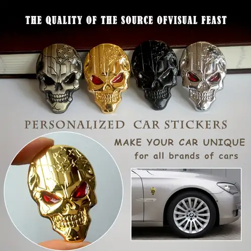 Make Your Car Stand Out 2pcs Stylish 3d Metal Punisher Skull - Temu