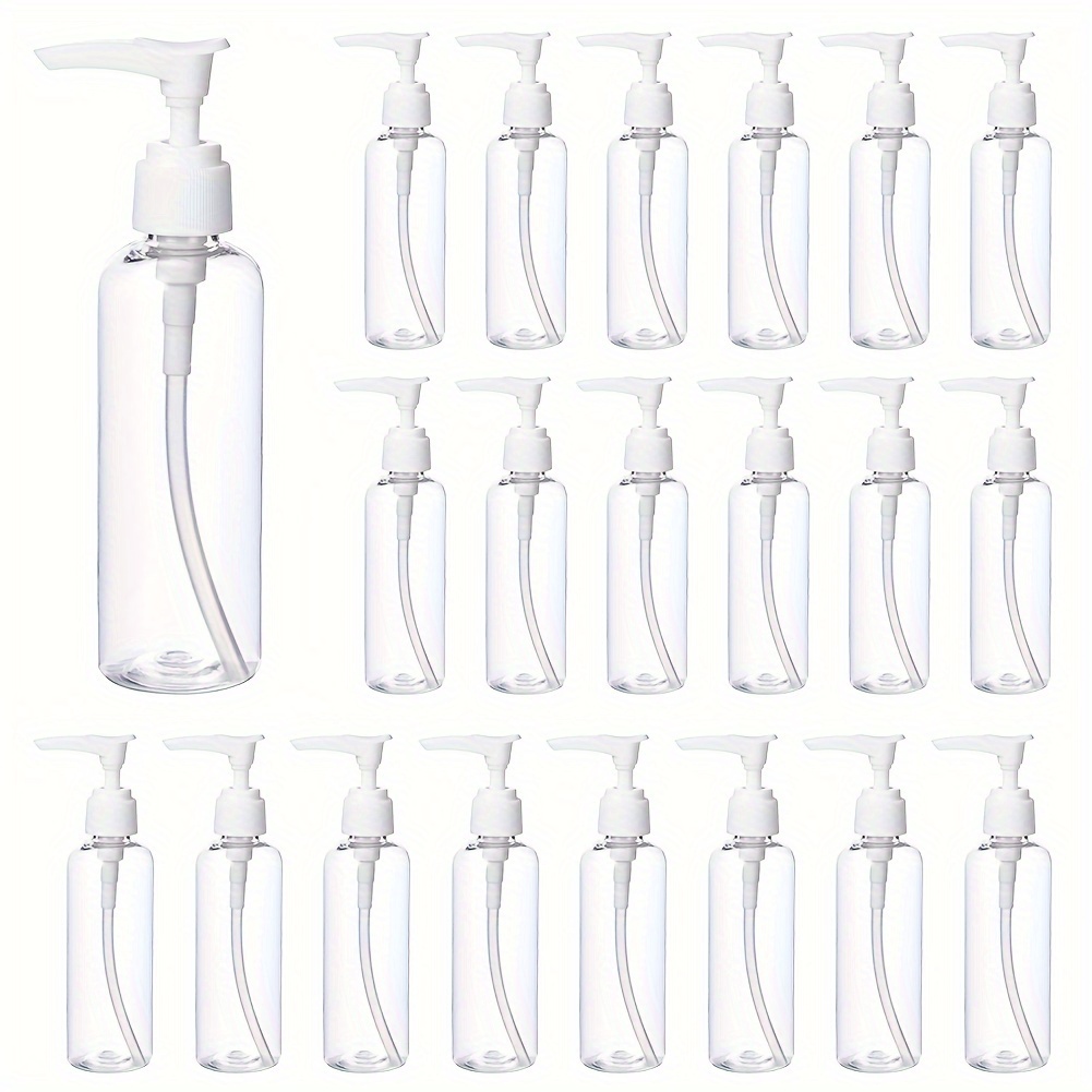 

25pcs Transparent Pet Plastic Pump Bottles, 100ml (3.38fl. Oz) - Leak-proof & Refillable For Liquid Soap, Shampoo, Hand Sanitizer - Ideal For Travel & Daily Use