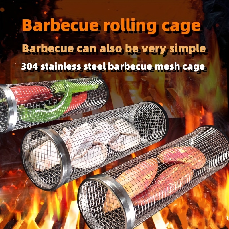 304 Stainless Steel Barbecue Cage Outdoor Grill Barbecue - Temu