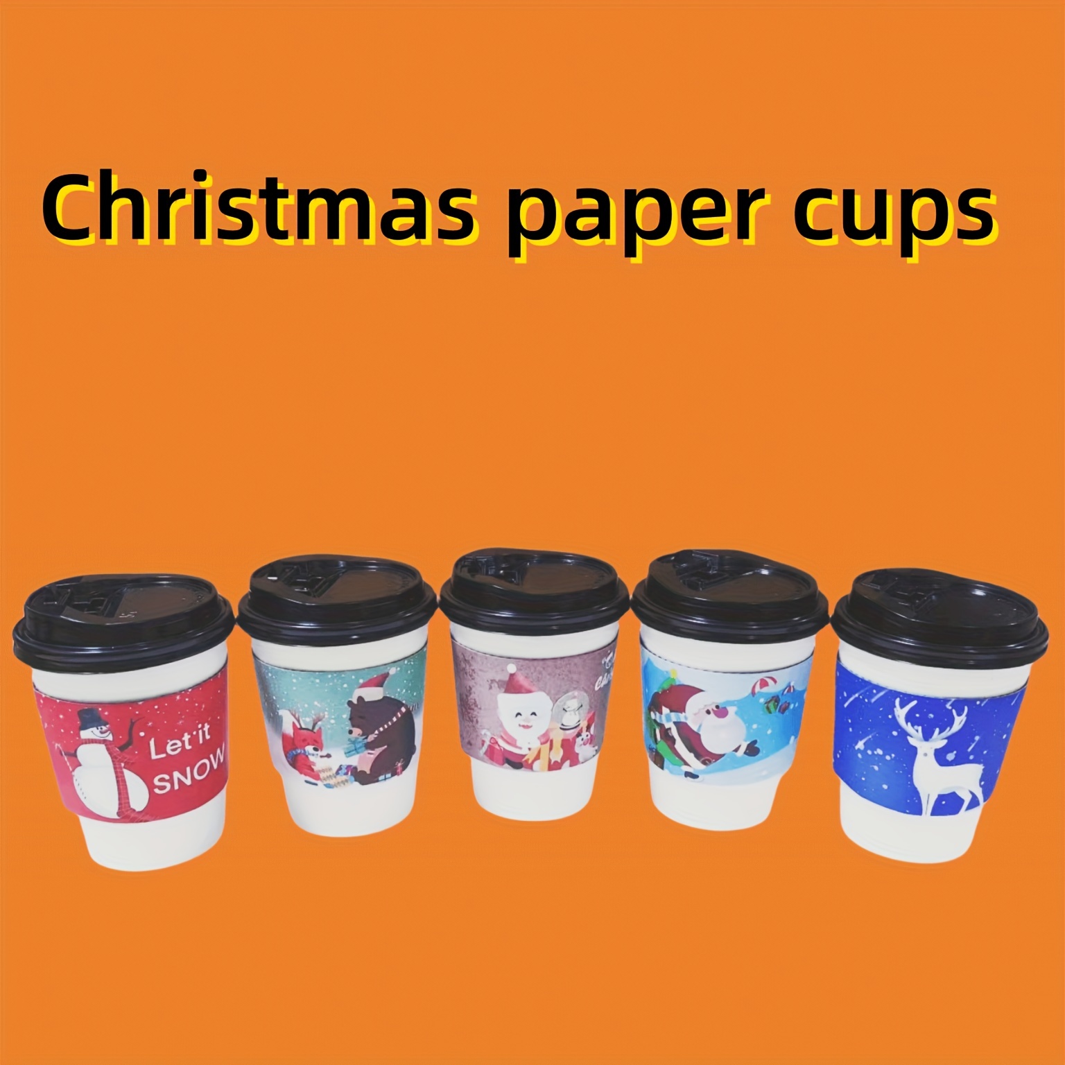 Christmas Series Disposable Paper Coffee Cups Suitable For - Temu