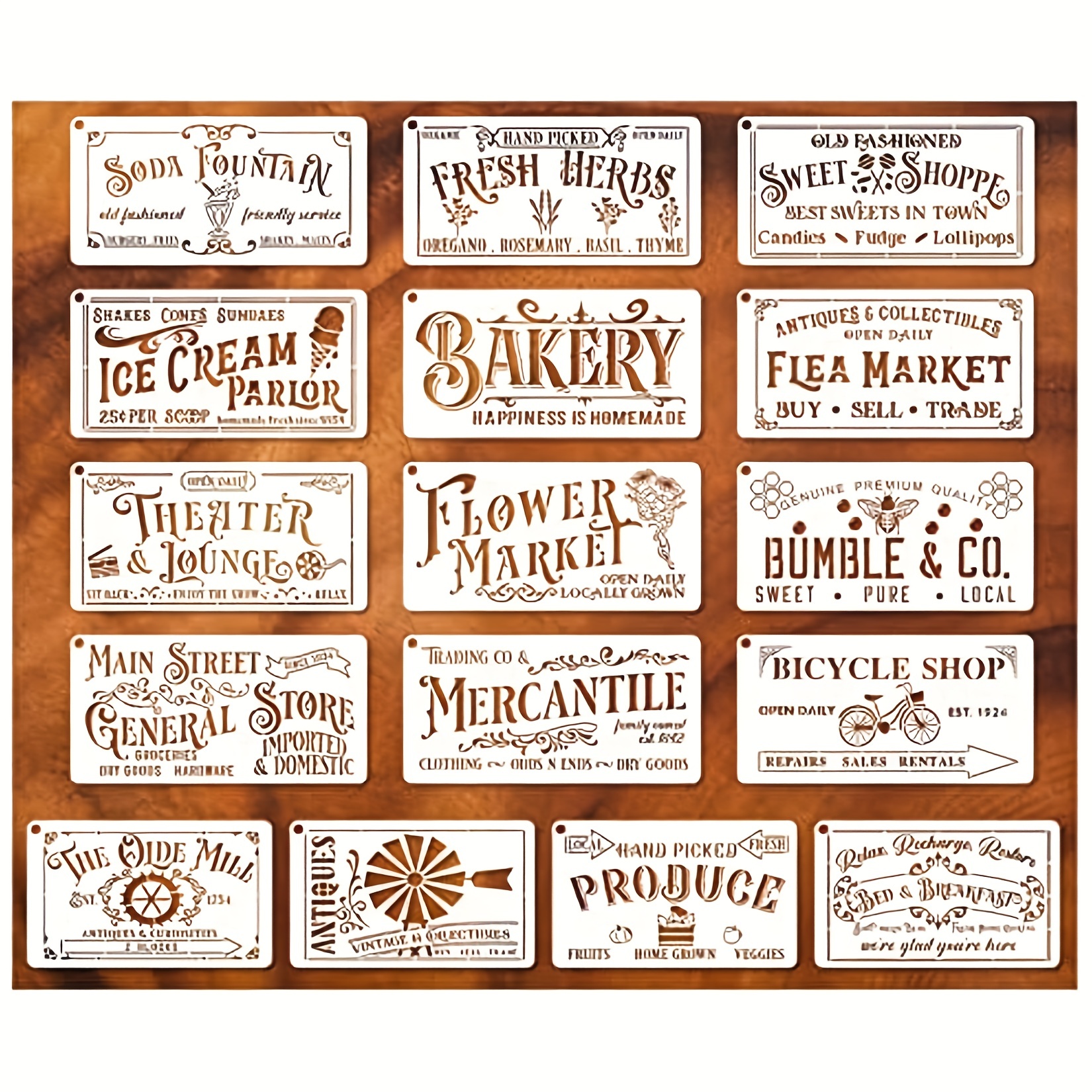 

16 Pieces Farmhouse Stencils For Painting On Wood Kitchen Paint Stencils Flower Farm Vintage Sign Craft Stencils For Wood Burning Projects Reusable Wall Fabric Canvas (16 Farmhouse)