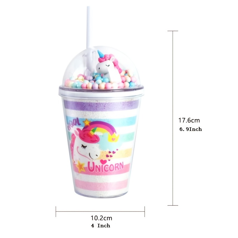 Double Wall Plastic Tumblers With Lids And Straws Reusable Unicorn