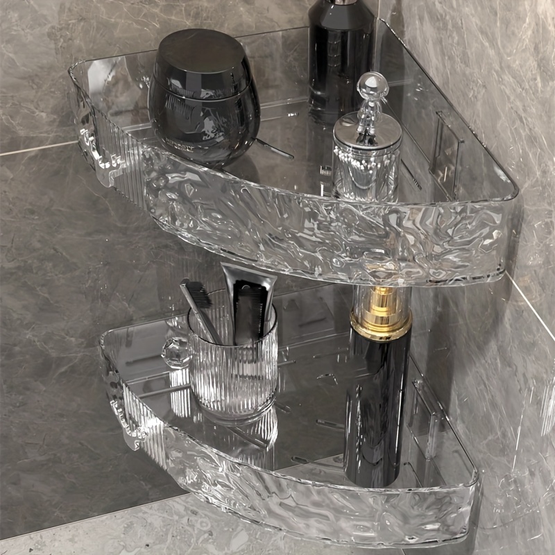 Corner Shower Caddy, Acrylic Bathroom Storage Rack, Wall Mounted