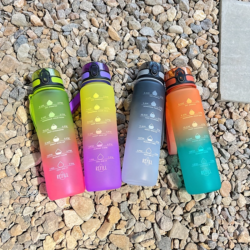 Water Bottle With Sleeve With Straw Time Marker To Drink - Temu