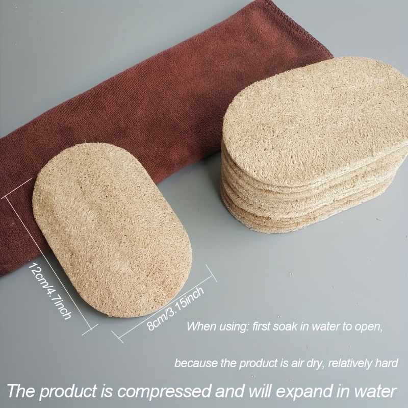 1pc Sustainable and Biodegradable Loofah Sponge and Dish Brush Set - Natural Fibre Bamboo Dish Towel and Brushes for Kitchen Cleaning