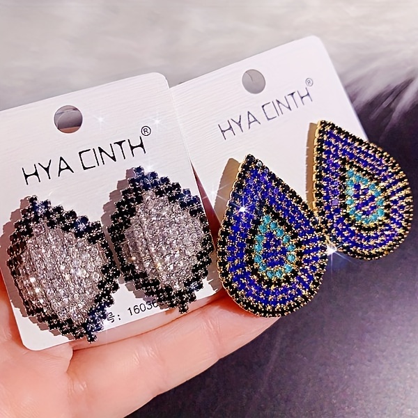 10 pairs lot shiny zircon decor dangle earrings simple luxury style zinc alloy jewelry gift for friends details 17