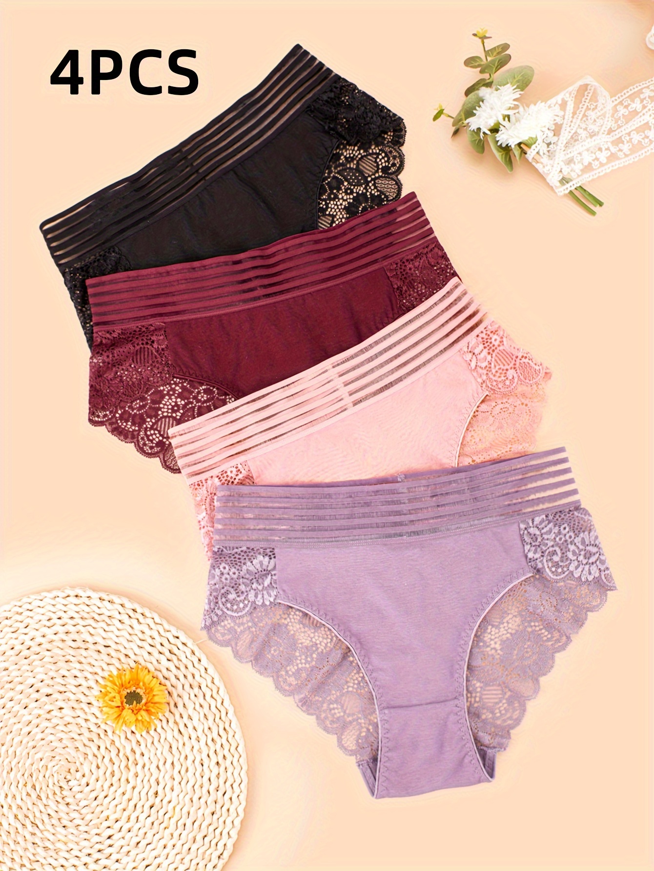 Sunflower Print Bra & Panties, Front Buckle Lace Bra & Elastic Panties  Lingerie Set, Women's Lingerie & Underwear