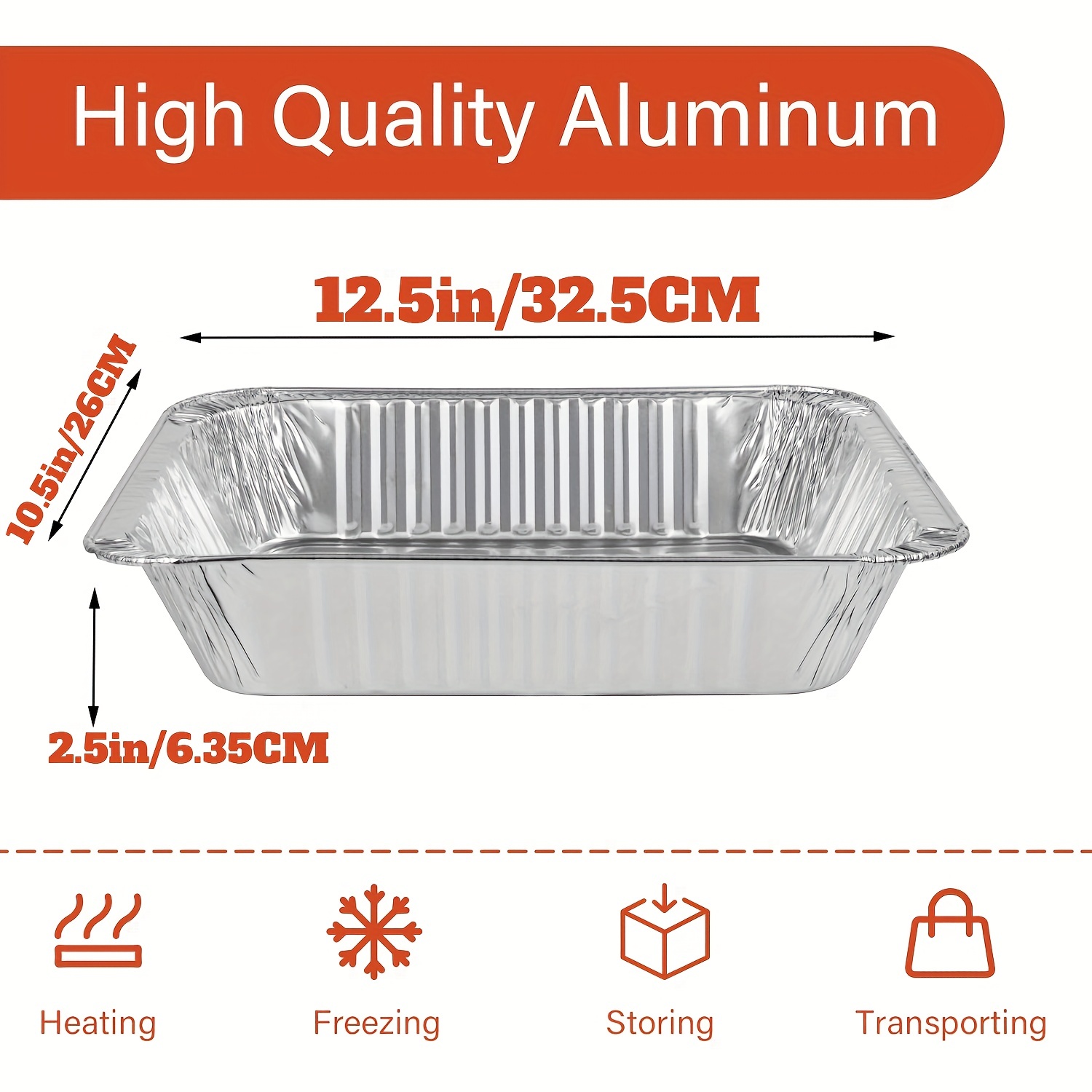 Premius Aluminum Disposable Foil Pans, Half-Size Lasagna Steam Table Deep,  10.25x12.5 inches