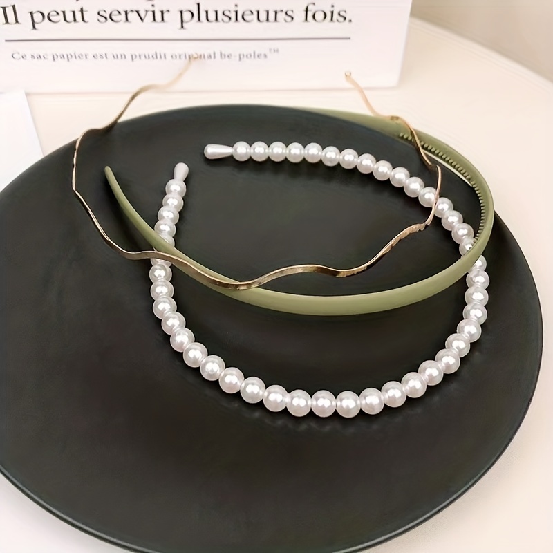 Simple Pearl Hairband Versatile Non slip Head Hoop Elegant - Temu