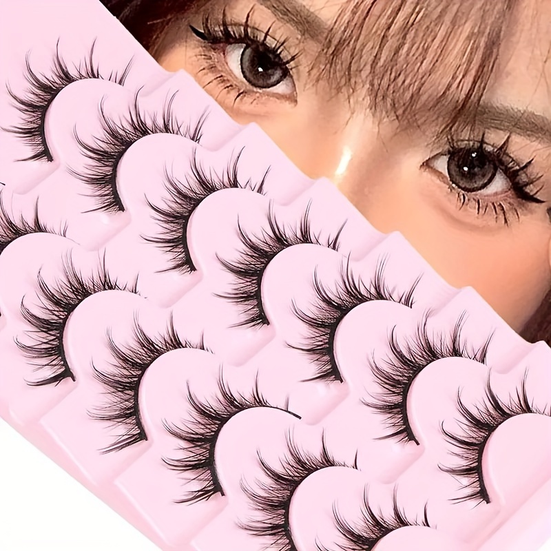 

7 Pairs Manga Lashes - Natural Look, 3d Volume, Wispy, Fluffy, Spiky, Anime & Cosplay Eyelashes - Pack Of 7 - Individual Cluster - Korean & Japanese Style