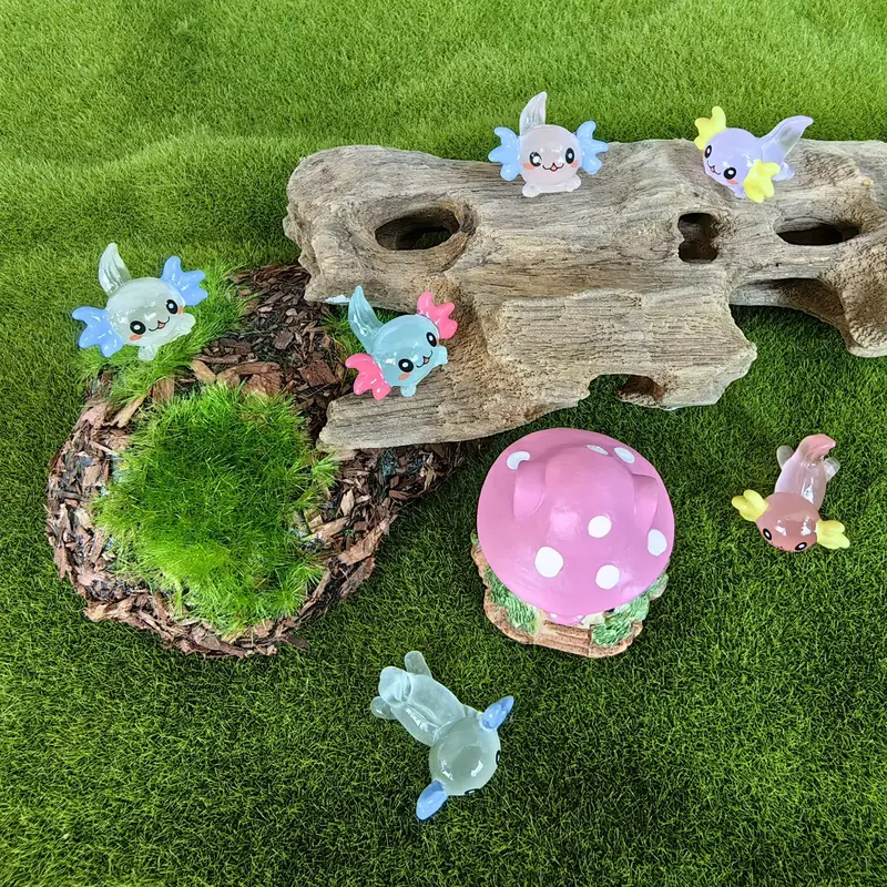 Mini Luminous Resin Axolotl Oranments Miniature Fairy Garden - Temu