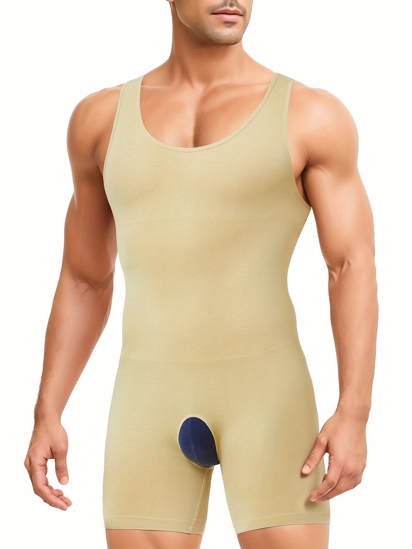 Men's Shapewear Seamless Body Shaper Tummy Control Bodysuit - Temu Canada