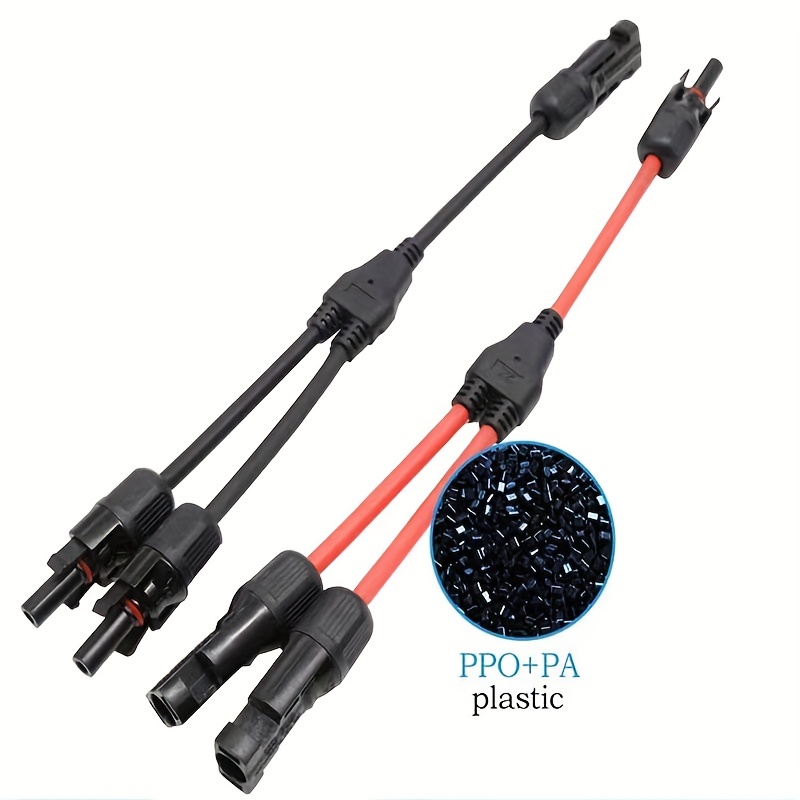 

2pcs Solar Connector Photovoltaic Panel Adaptor Y Branch Plug 1 To 2 Parallel Connection Of Battery Plate Assembly Rv Pv Group Line