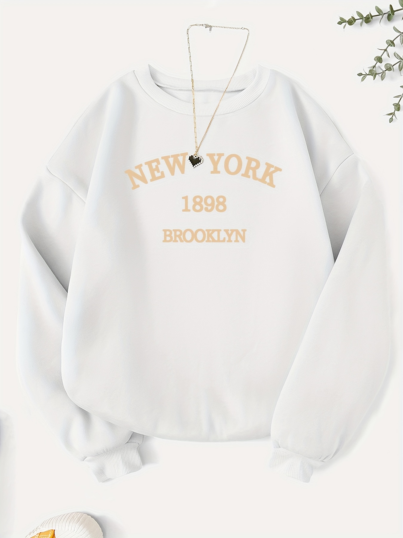 New York Print Sweatshirt Casual Long Sleeve Crew Neck - Temu