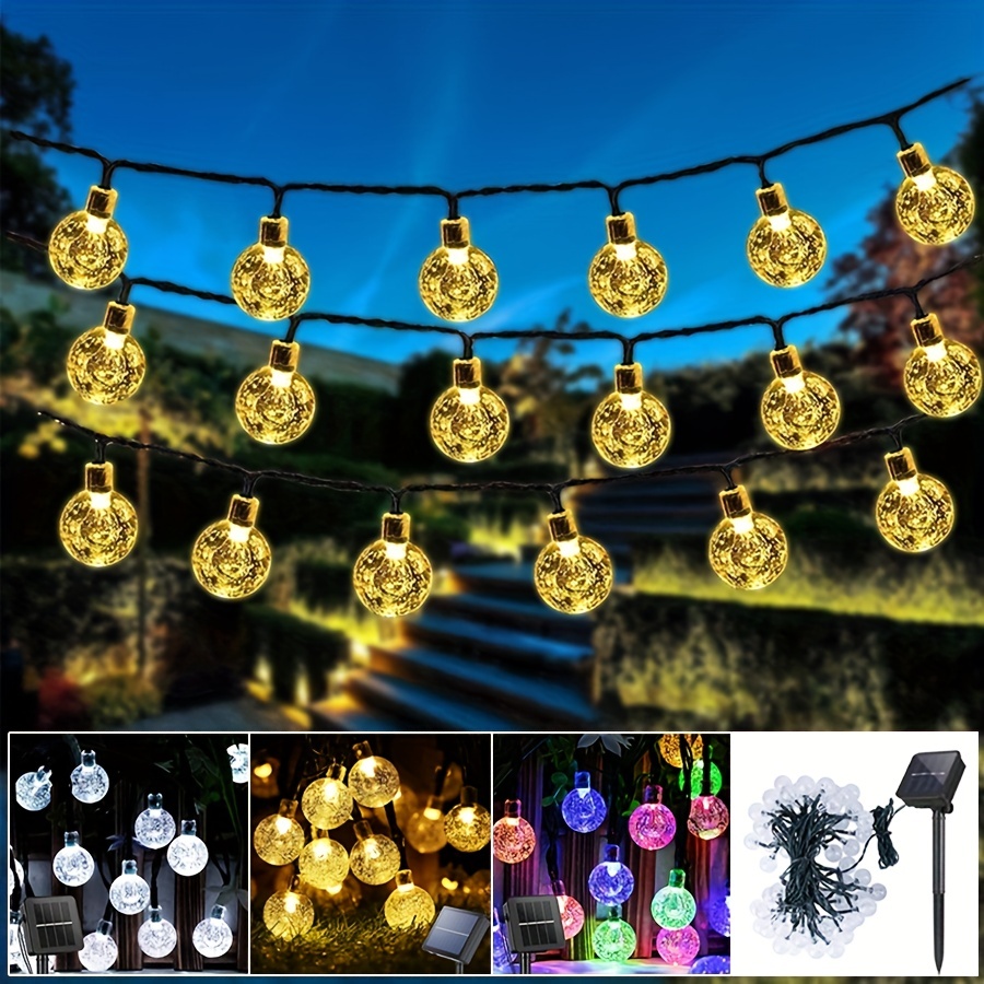 

1pc 5/7/12m Solar Crystal Globe Solar String Lights Outdoor Solar Outdoor Lights With 8 Lighting Modes, (warm White) (7colors)courtyard Decoration For Hotel/catering/event Holding