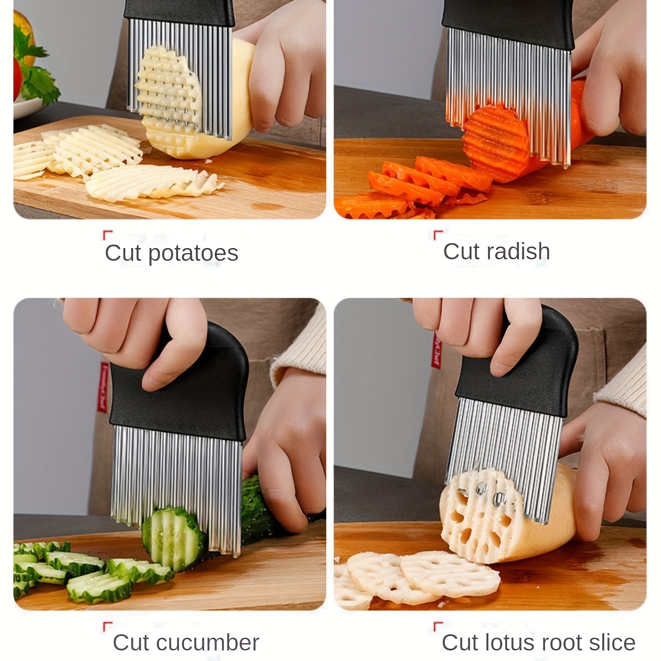 2 Pcs Potato Crinkle Cut knife, Stainless Steel Wavy Slicer