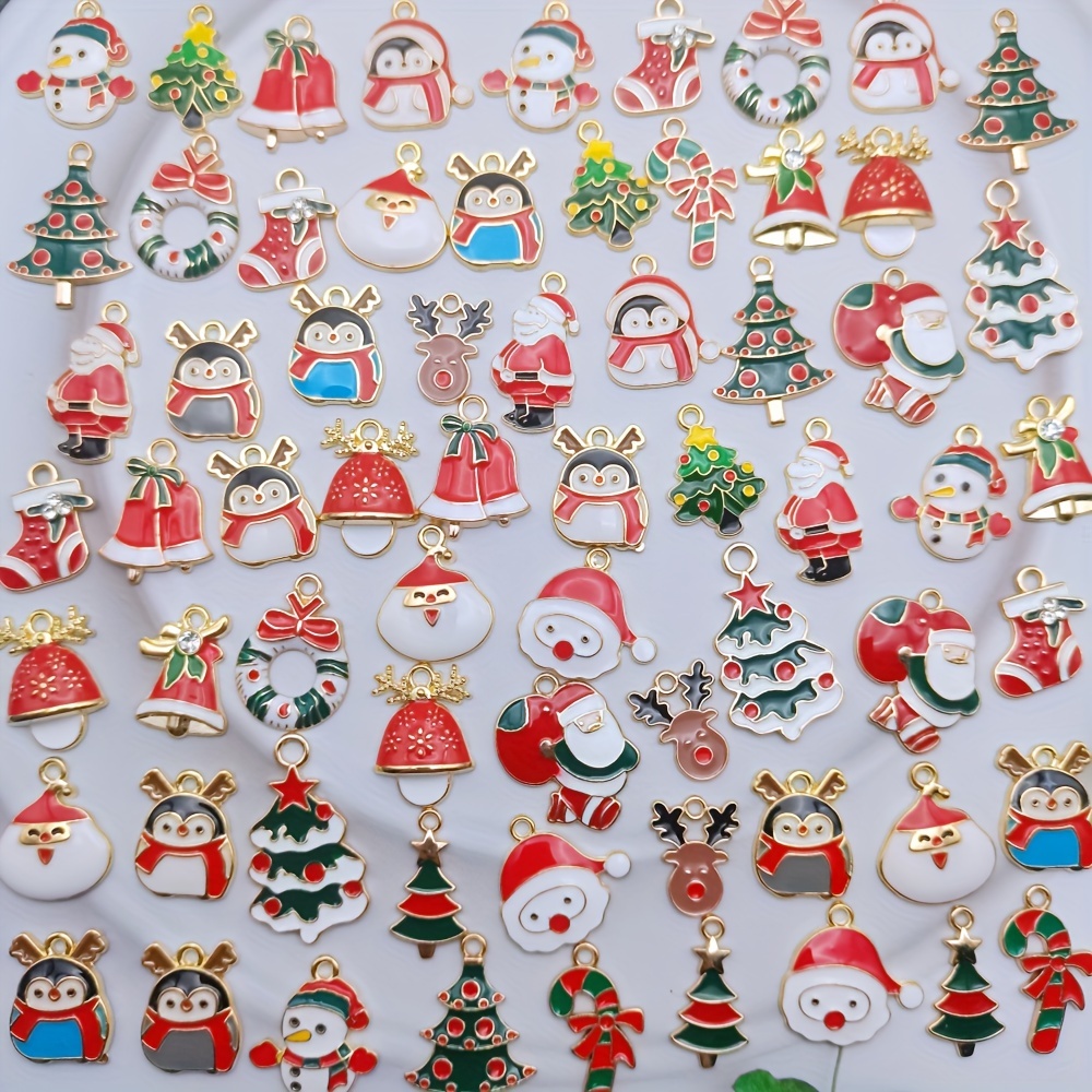 Christmas Charms Enamel Reindeer Santa Claus Charm Pendants - Temu