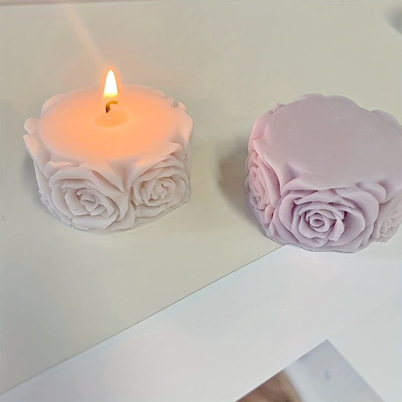 Liquido 3D Silicone Rosa Intaglio Stampo per candele cilindriche Fatto a  mano Fai da te Aromaterapia Candela Creazione di stampi a forma di fiore  Deco
