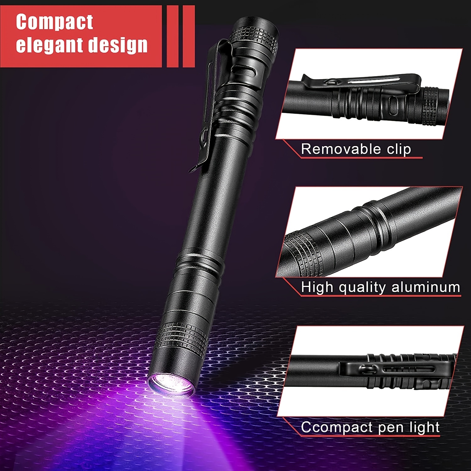 MIU COLOR Linterna UV de luz negra, pequeña luz negra UV con 21 LED, 395  nm, linterna UV compacta de mano para perros detector de orina y caza de
