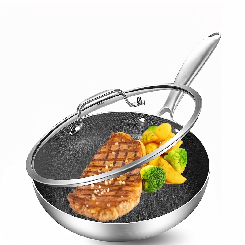 3 Layers Nonstick Frying Pan Stainless Steel Skillet For Gas - Temu