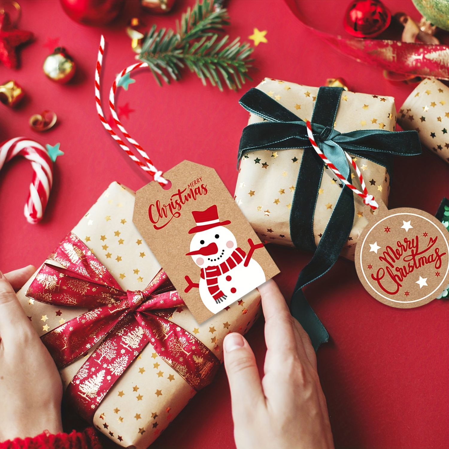 Merry Christmas Kraft Paper Tags Diy Handmade Gift Wrapping - Temu